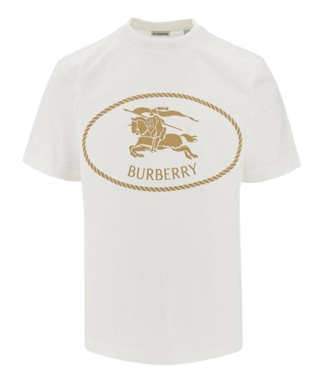 BURBERRY Белая хлопковая футболка, фото 1