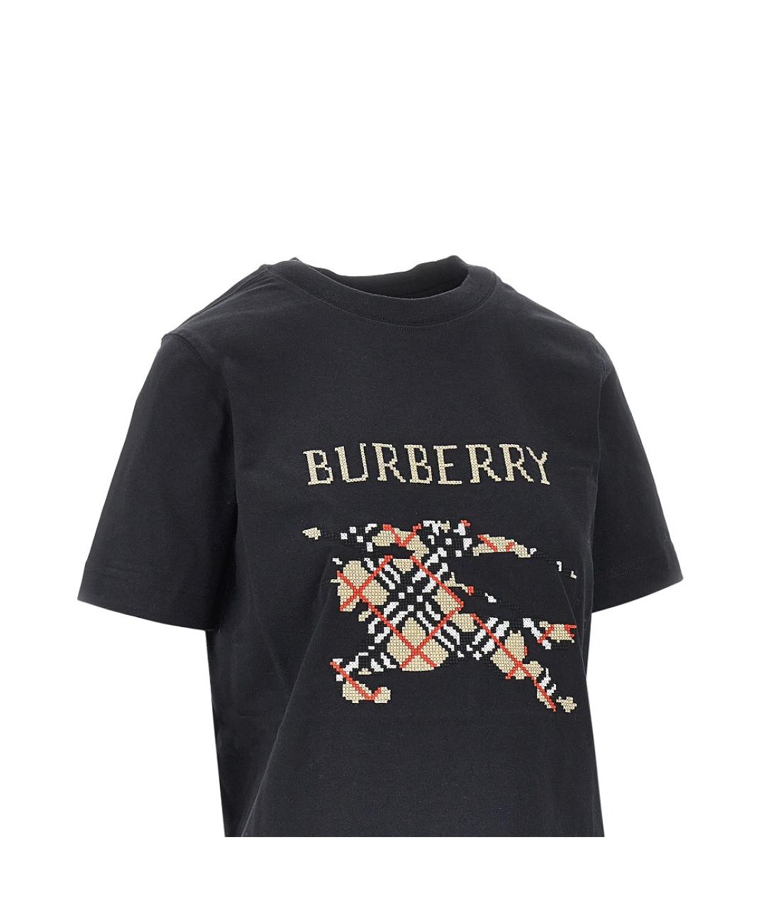 BURBERRY Черная хлопковая футболка, фото 2
