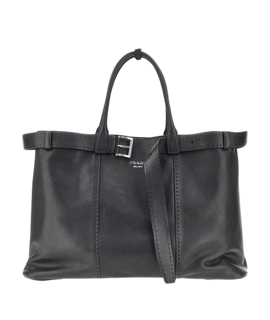 PRADA Черная кожаная сумка тоут, фото 1