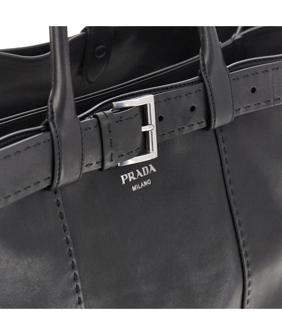 PRADA Черная кожаная сумка тоут, фото 4