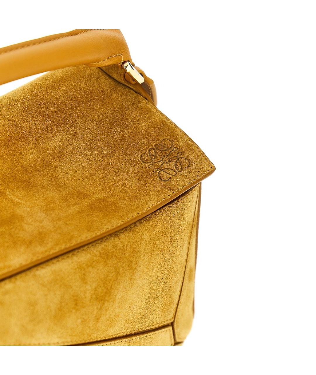 LOEWE Горчичная замшевая сумка через плечо, фото 4
