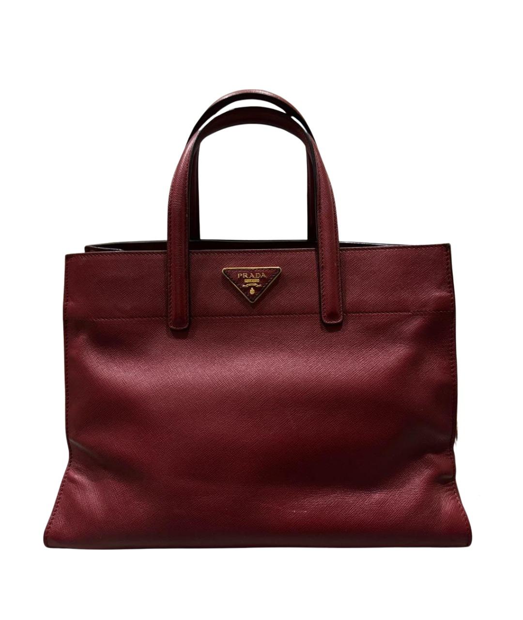 PRADA Бордовая кожаная сумка тоут, фото 1