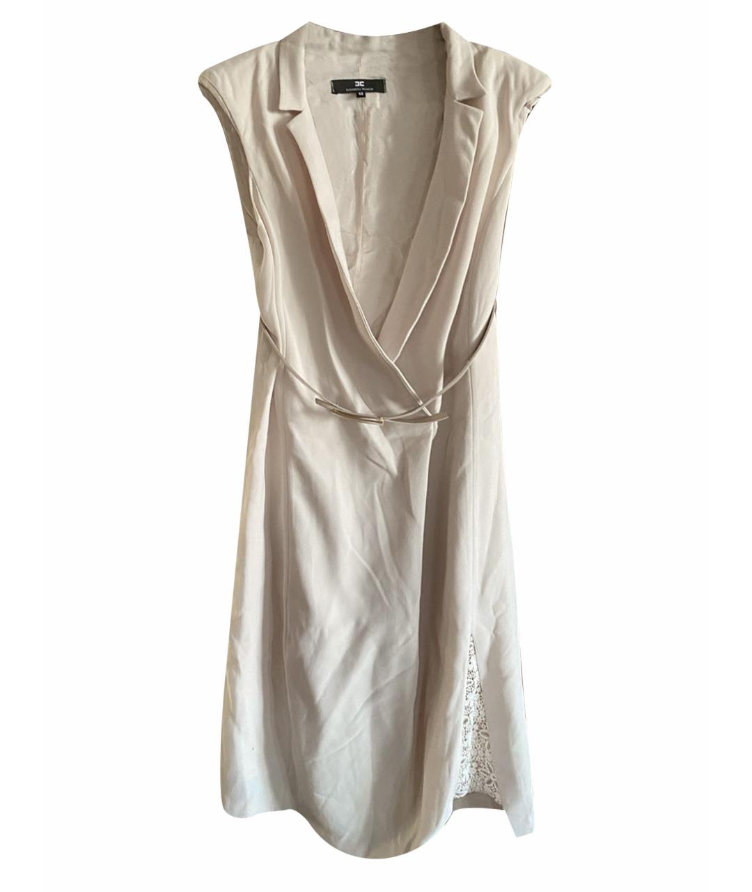 ELISABETTA FRANCHI Бежевое синтетическое коктейльное платье, фото 1