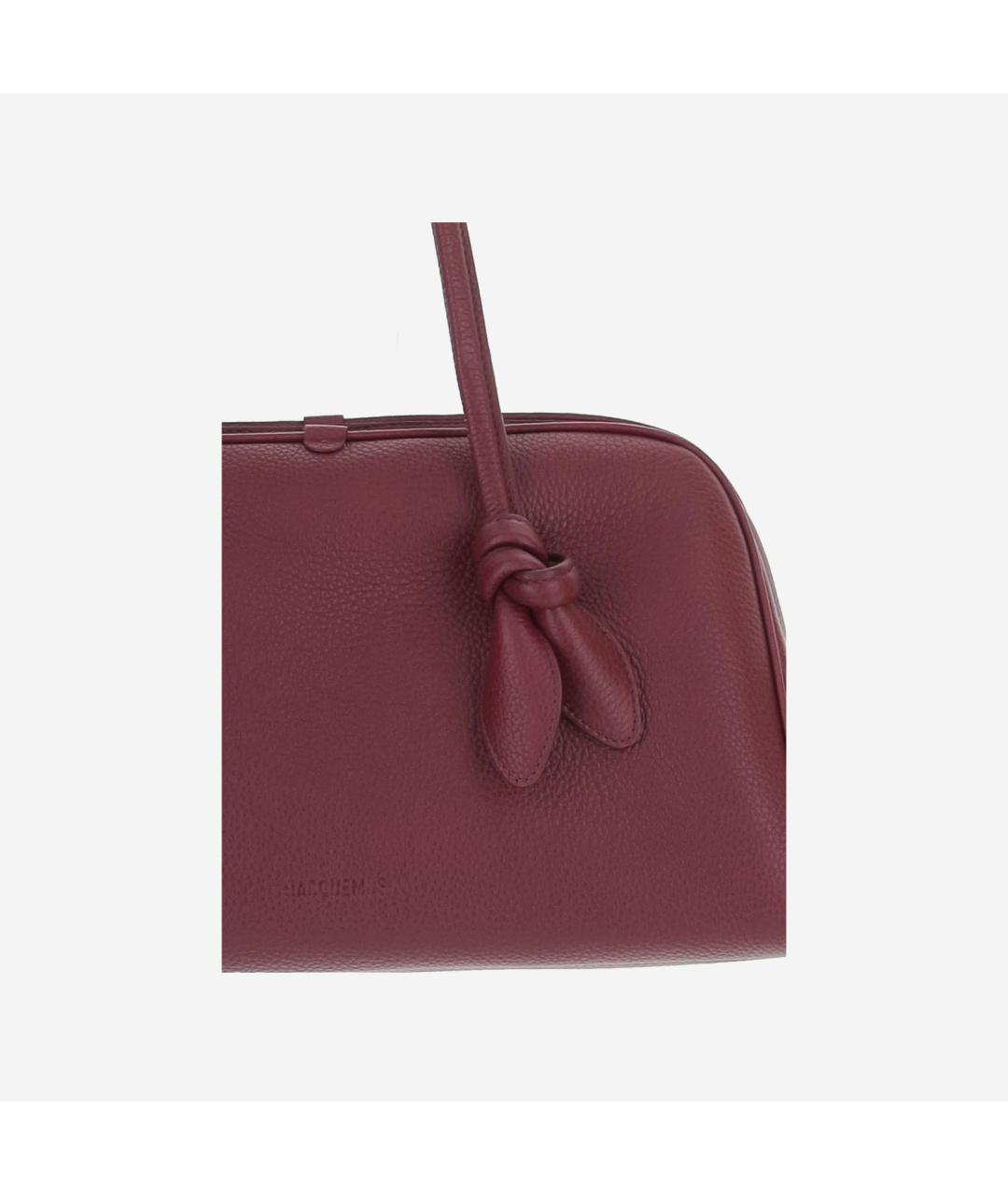 JACQUEMUS Бордовая кожаная сумка тоут, фото 4