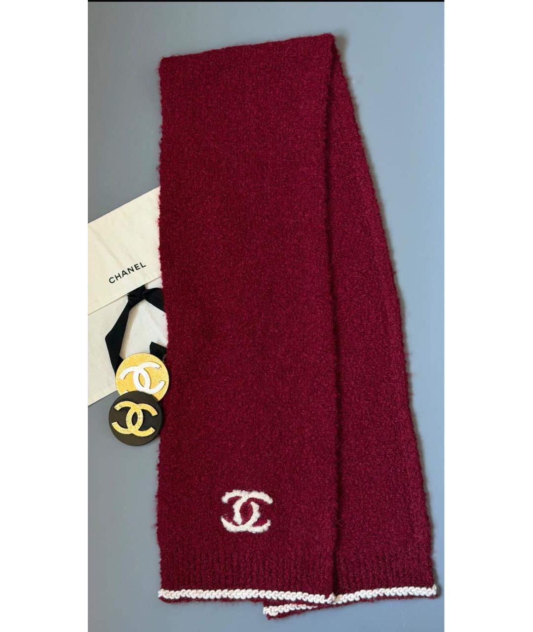 CHANEL Бордовый шарф, фото 3