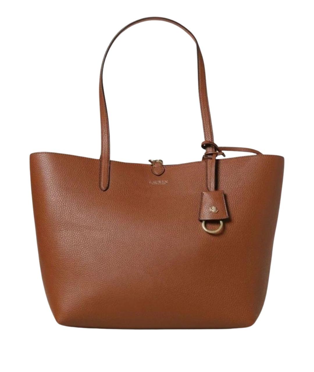 RALPH LAUREN Коричневая сумка тоут из искусственной кожи, фото 1