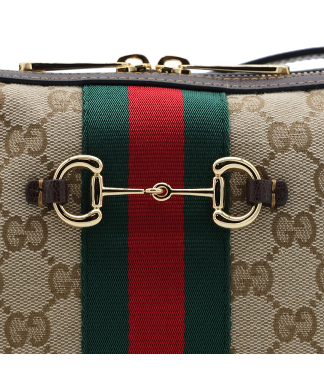 GUCCI Бежевая сумка через плечо из канвы, фото 4