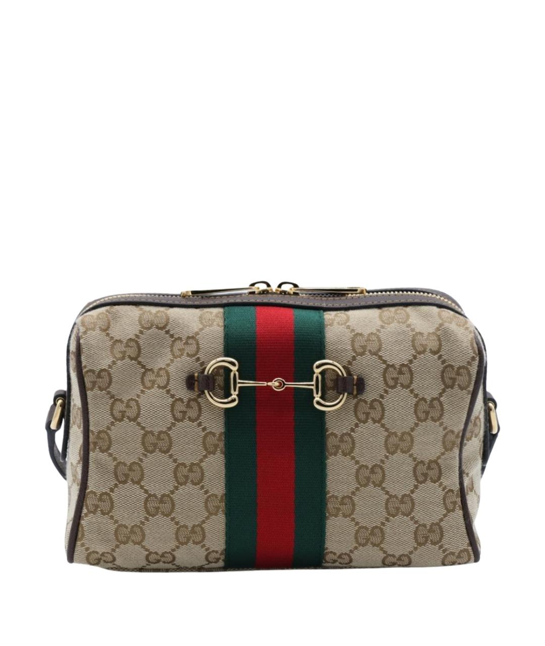 GUCCI Бежевая сумка через плечо из канвы, фото 1