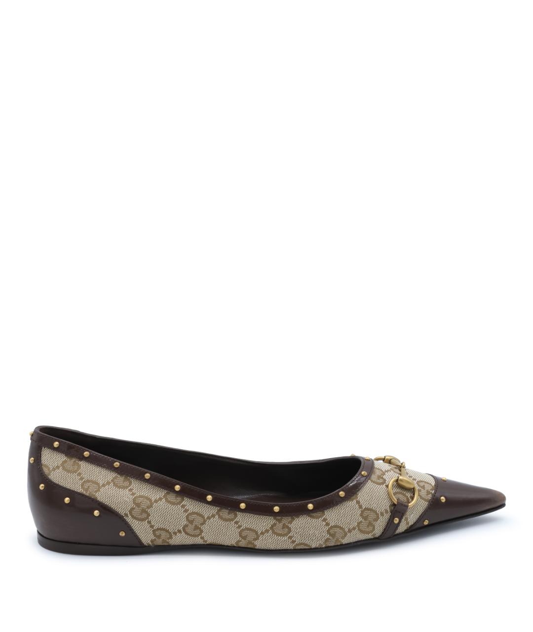 GUCCI Бежевые кожаные балетки, фото 5