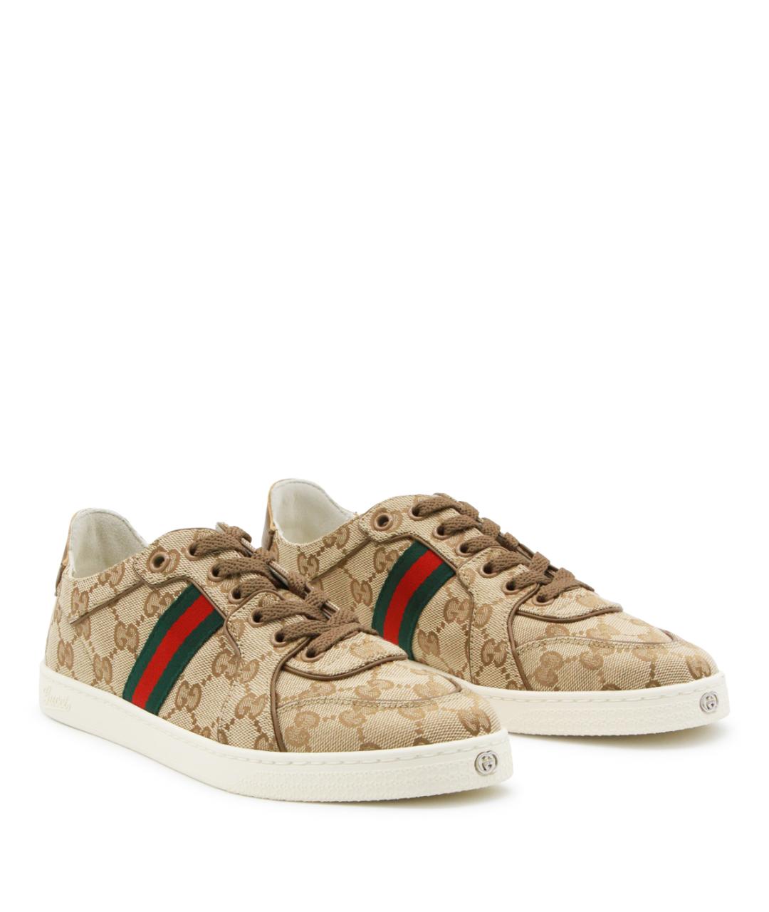 GUCCI Бежевые текстильные кеды, фото 2