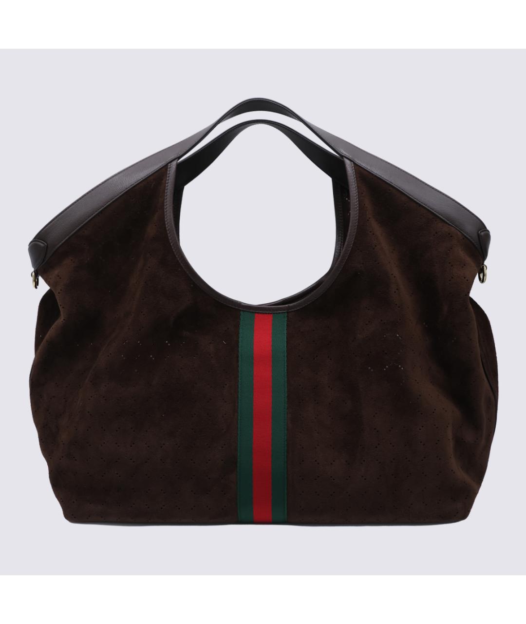 GUCCI Коричневая замшевая сумка тоут, фото 3