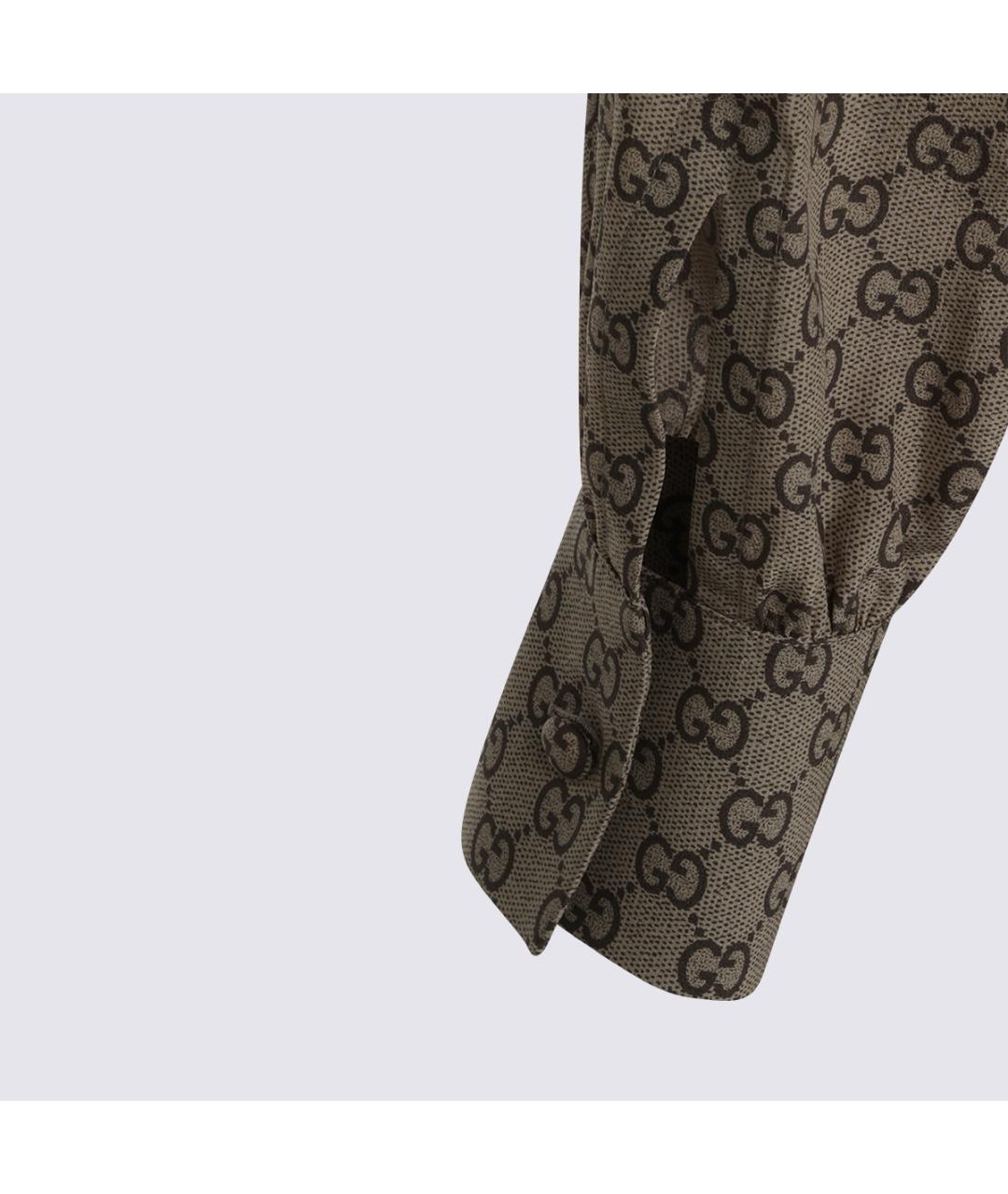 GUCCI Коричневая шелковая рубашка, фото 5
