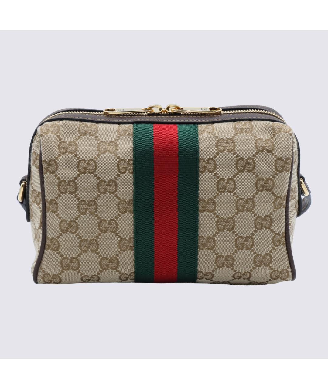 GUCCI Бежевая сумка через плечо из канвы, фото 3