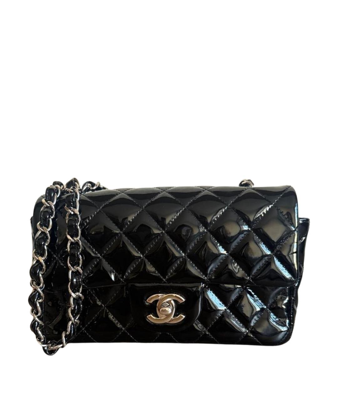 CHANEL Черная сумка через плечо из лакированной кожи, фото 1
