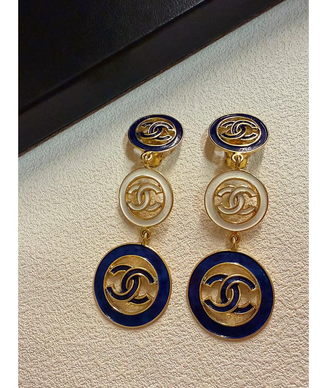 CHANEL Синие металлические серьги, фото 3