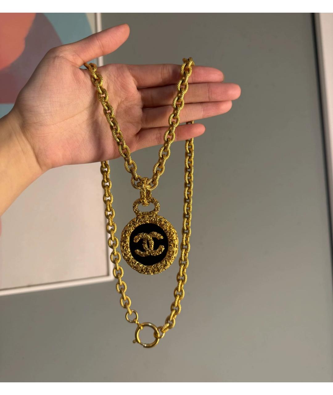 CHANEL Черное позолоченное колье, фото 3