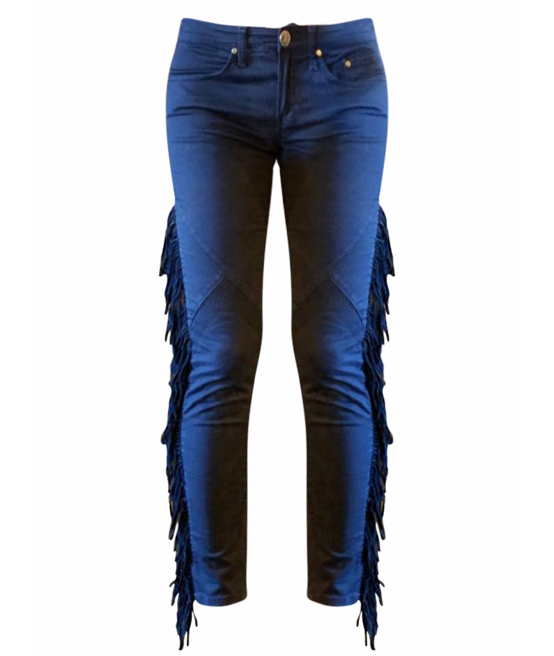 ELISABETTA FRANCHI Темно-синие хлопковые джинсы слим, фото 1