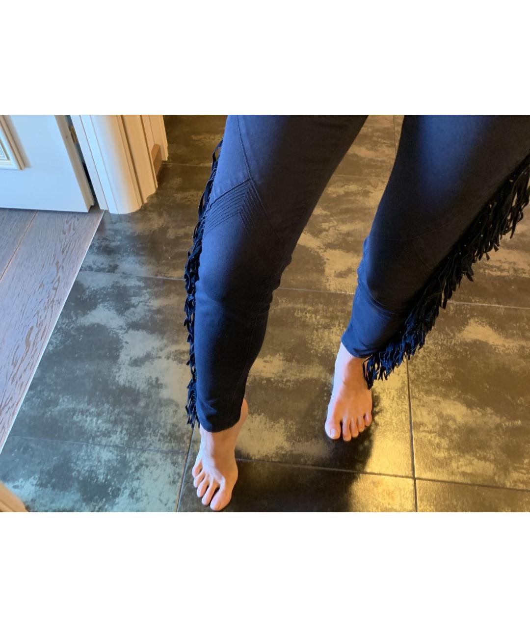 ELISABETTA FRANCHI Темно-синие хлопковые джинсы слим, фото 6