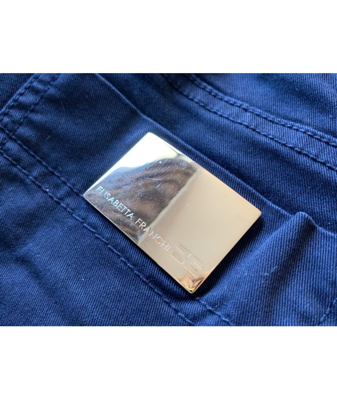 ELISABETTA FRANCHI Темно-синие хлопковые джинсы слим, фото 3
