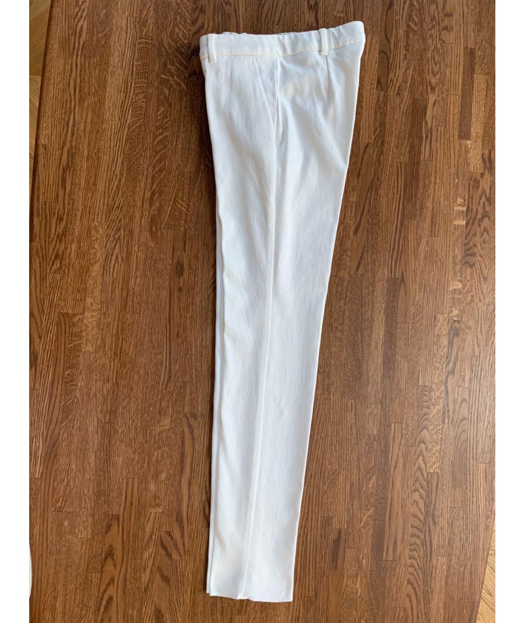 MAX MARA Белые хлопко-эластановые брюки узкие, фото 2