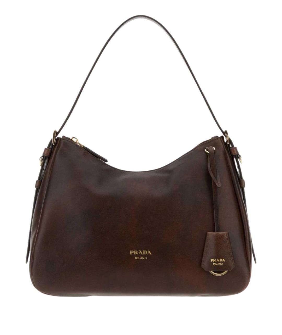 PRADA Коричневая кожаная сумка через плечо, фото 1