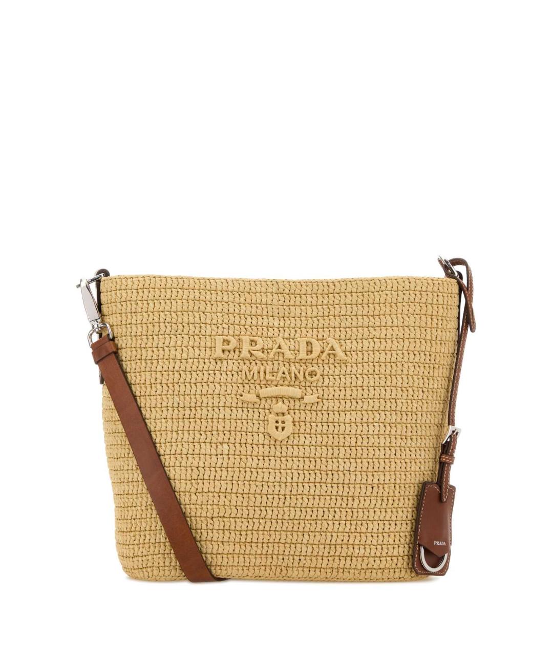 PRADA Бежевая рафиевая сумка через плечо, фото 3