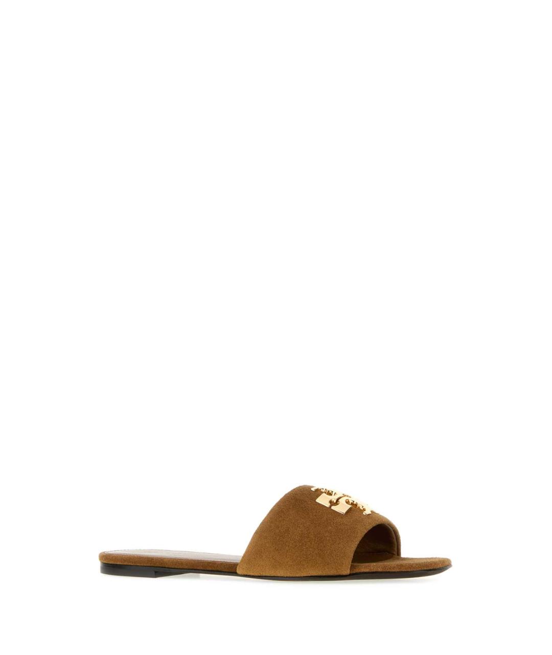 TORY BURCH Коричневые кожаные шлепанцы, фото 2