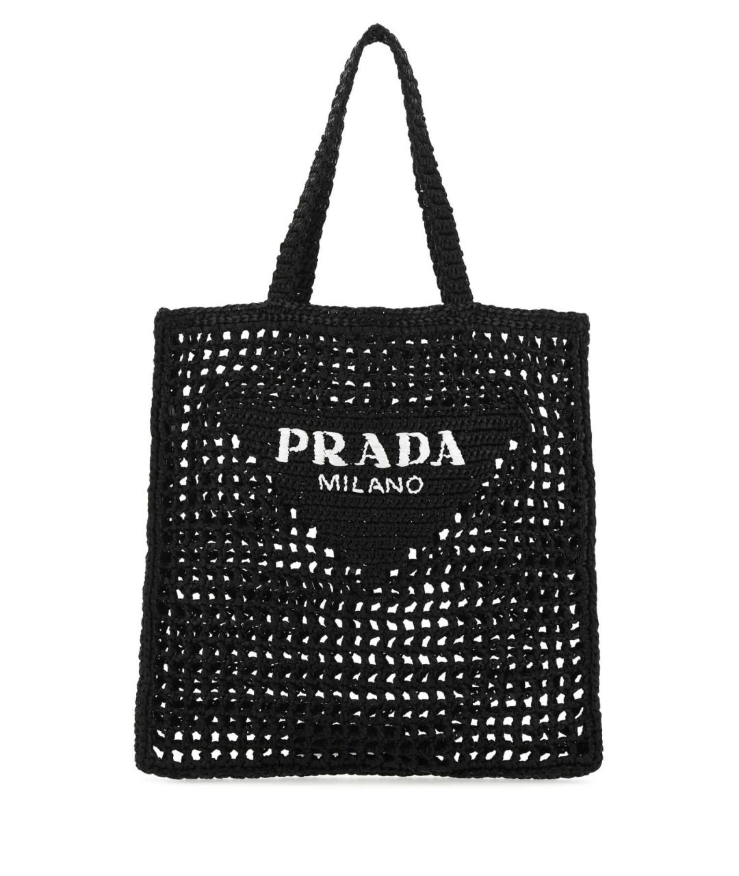 PRADA Черная рафиевая сумка тоут, фото 1