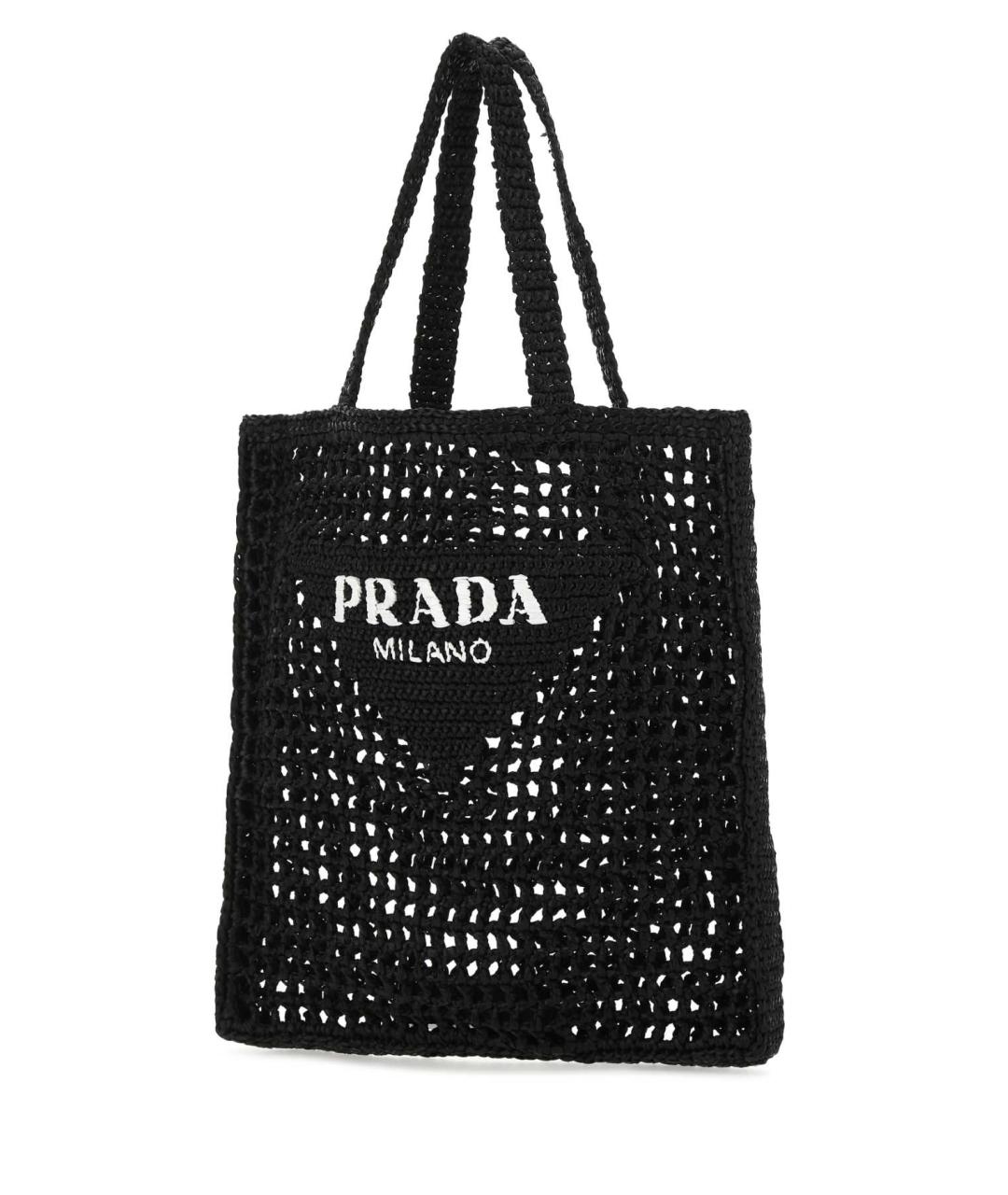 PRADA Черная рафиевая сумка тоут, фото 2