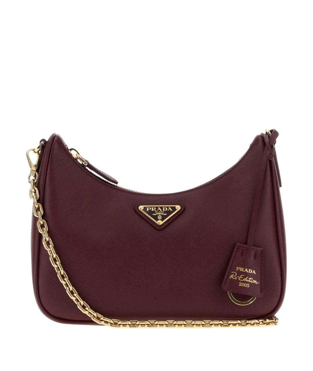 PRADA Бордовая кожаная сумка через плечо, фото 1