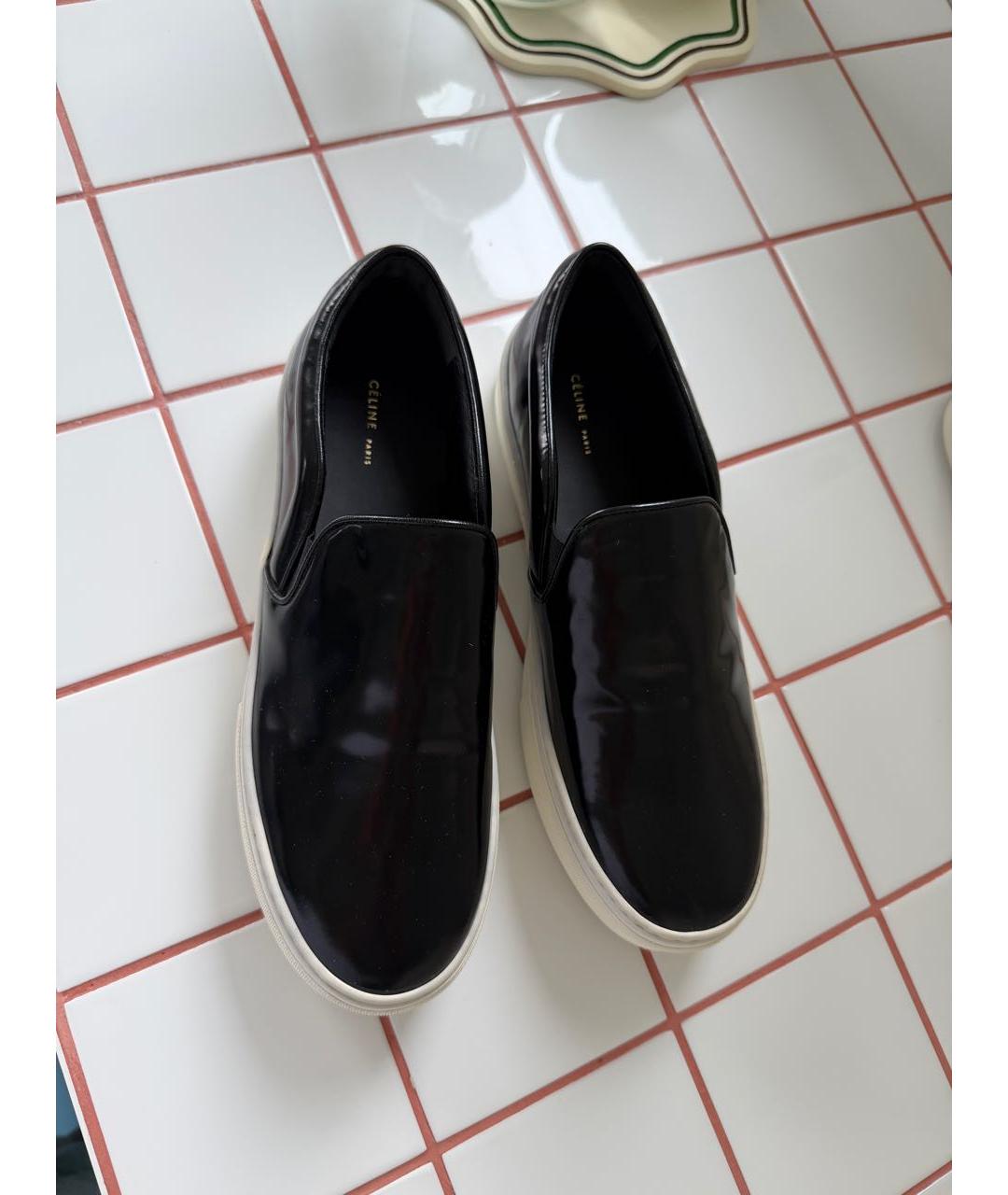 CELINE Черные кожаные слипоны, фото 3