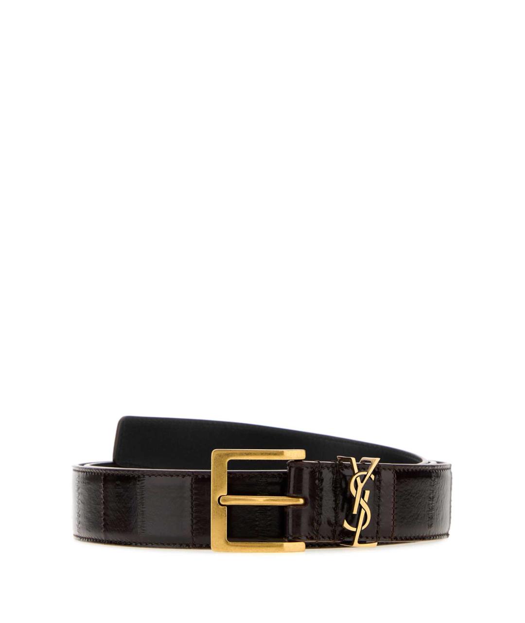 SAINT LAURENT Коричневый кожаный ремень, фото 3