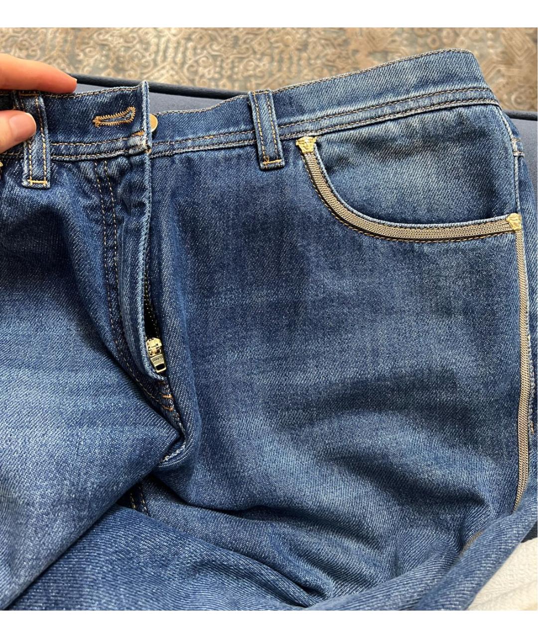 VERSACE Синие прямые джинсы, фото 4