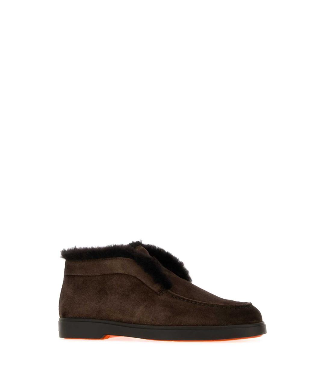 SANTONI Коричневые замшевые ботинки, фото 2