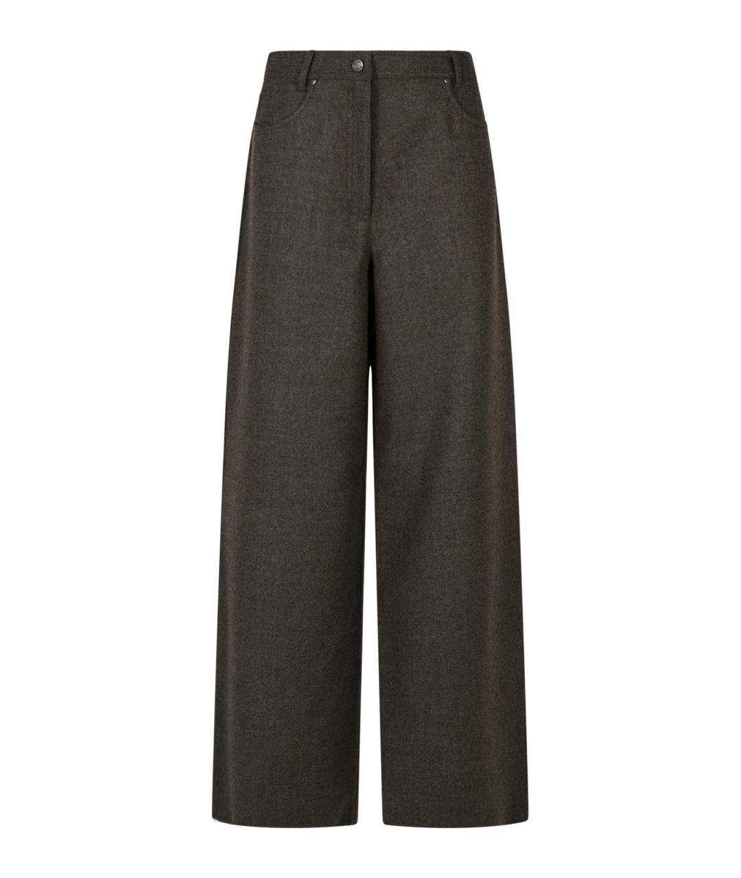 MAX MARA Коричневые шерстяные прямые брюки, фото 1
