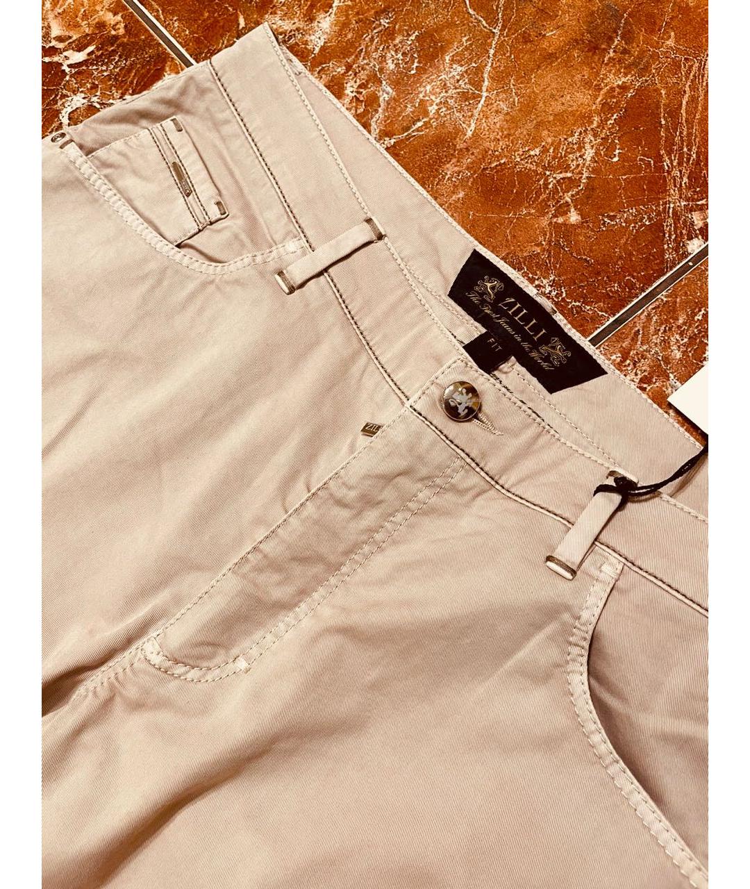 ZILLI Бежевые хлопко-эластановые джинсы, фото 6