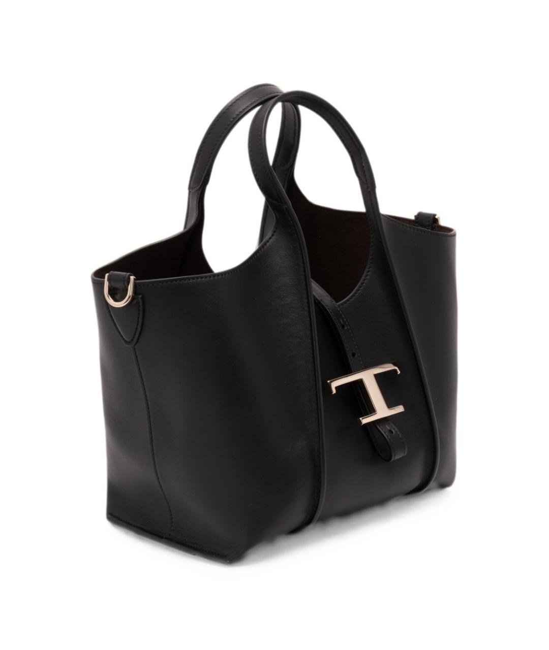 TOD'S Черная кожаная сумка тоут, фото 2