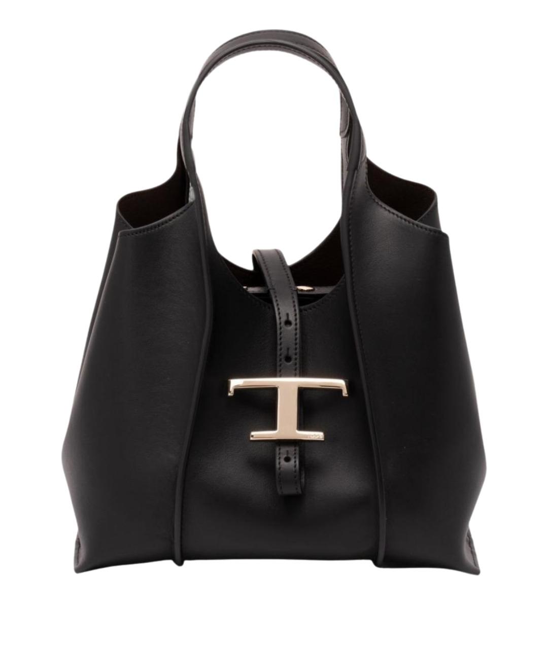 TOD'S Черная кожаная сумка тоут, фото 1