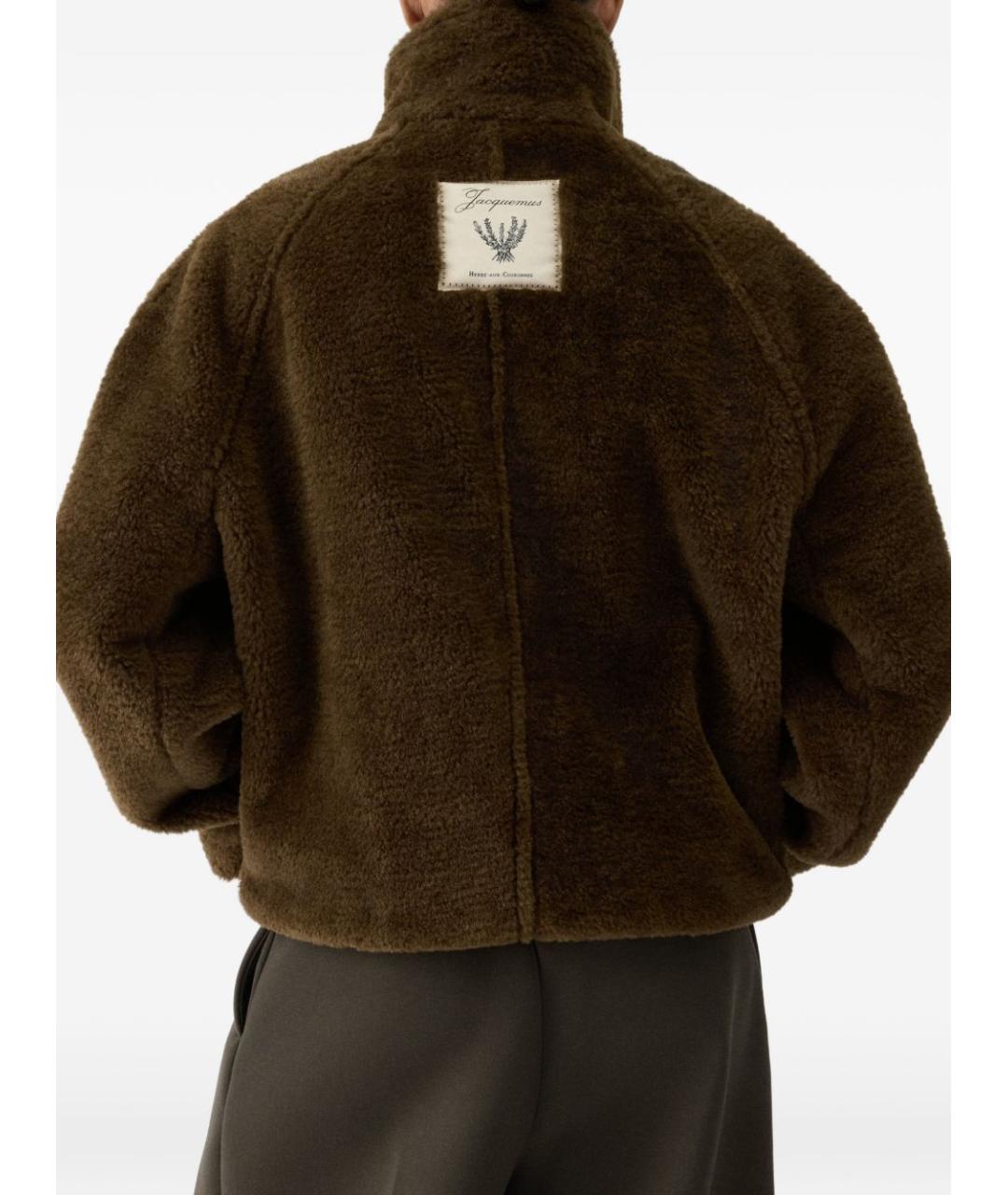 JACQUEMUS Хаки полиэстеровая шуба, фото 4