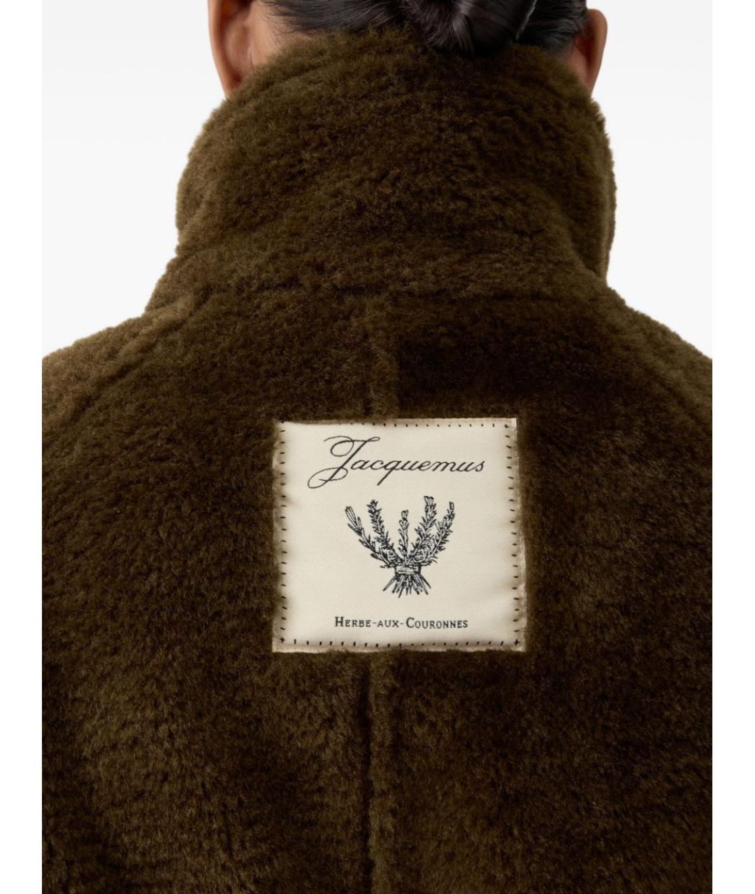 JACQUEMUS Хаки полиэстеровая шуба, фото 3