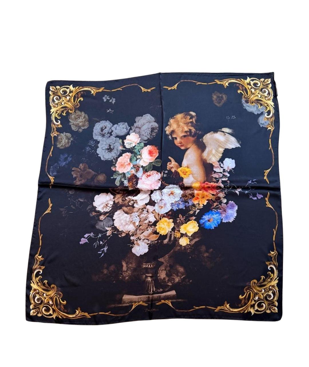 DOLCE&GABBANA Черный шелковый платок, фото 1