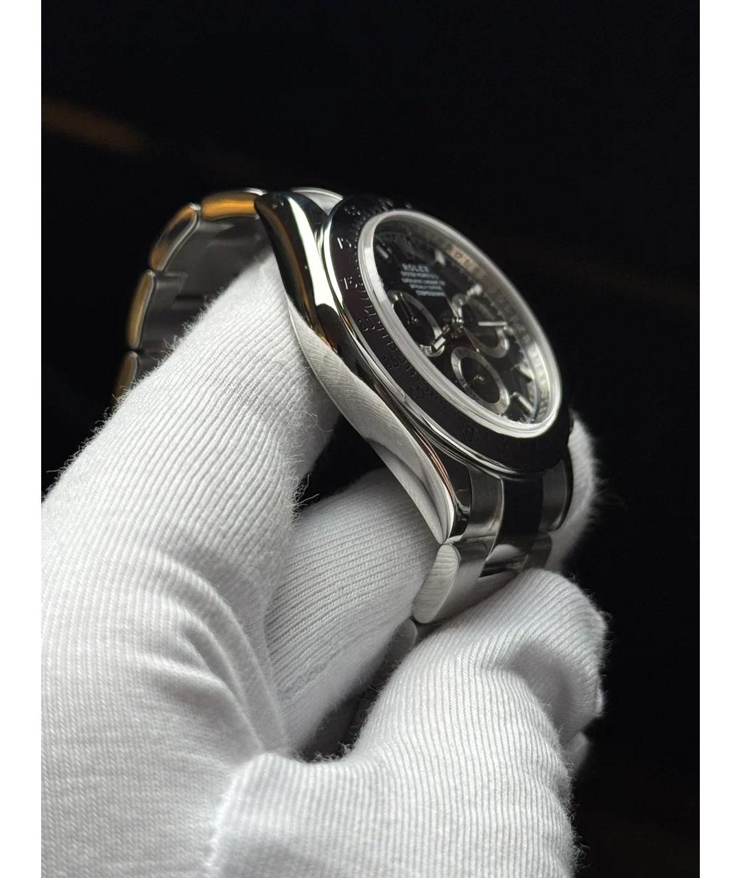 ROLEX Черные металлические часы, фото 4
