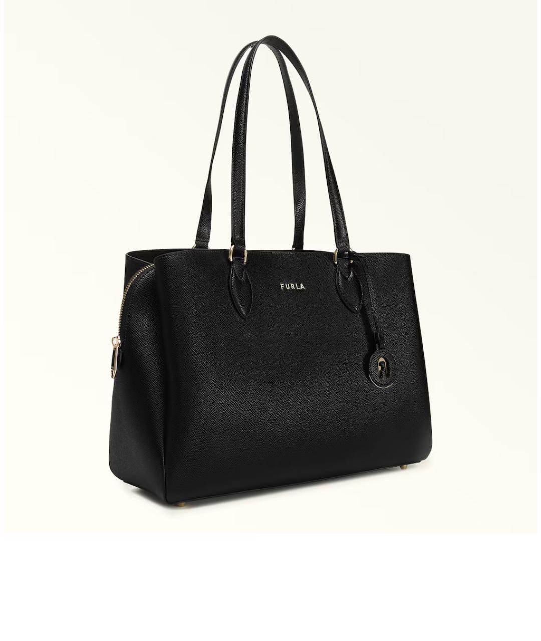 FURLA Черная кожаная сумка тоут, фото 2