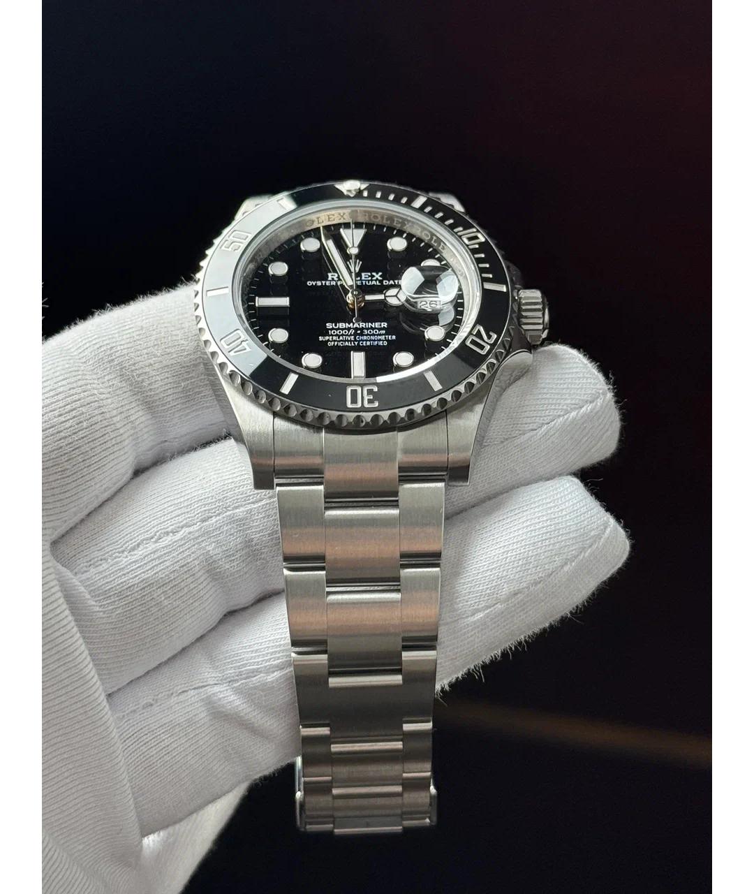 ROLEX Черные металлические часы, фото 5