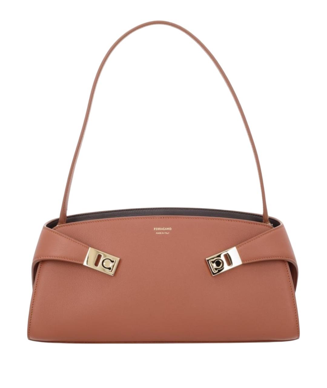 FERRAGAMO Коричневая кожаная сумка через плечо, фото 1