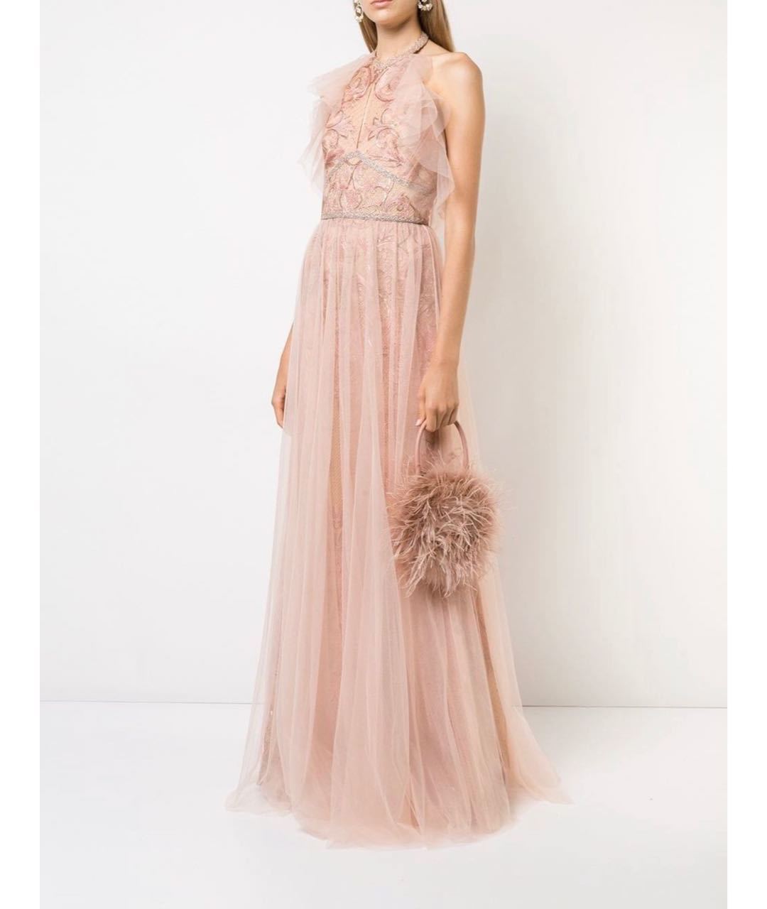 MARCHESA NOTTE Розовое синтетическое вечернее платье, фото 2