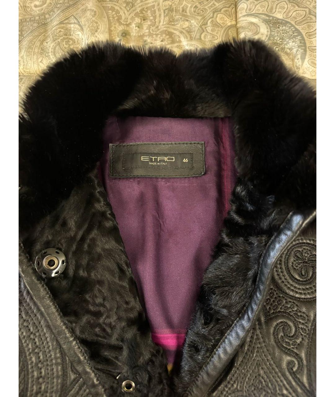 ETRO Черное кожаное пальто, фото 3