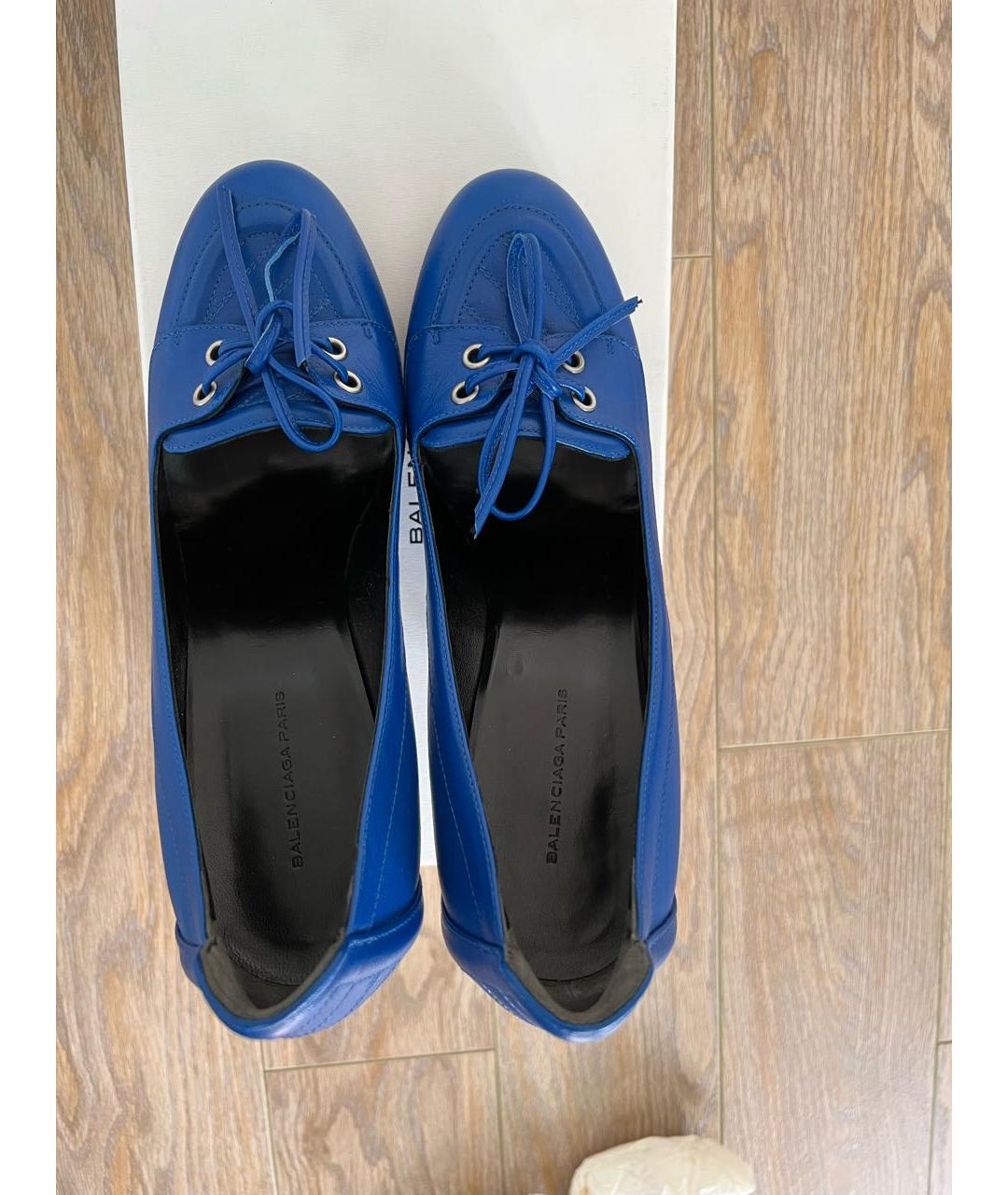 BALENCIAGA Синие кожаные туфли, фото 3