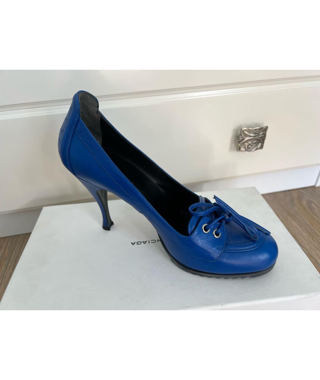 BALENCIAGA Синие кожаные туфли, фото 8
