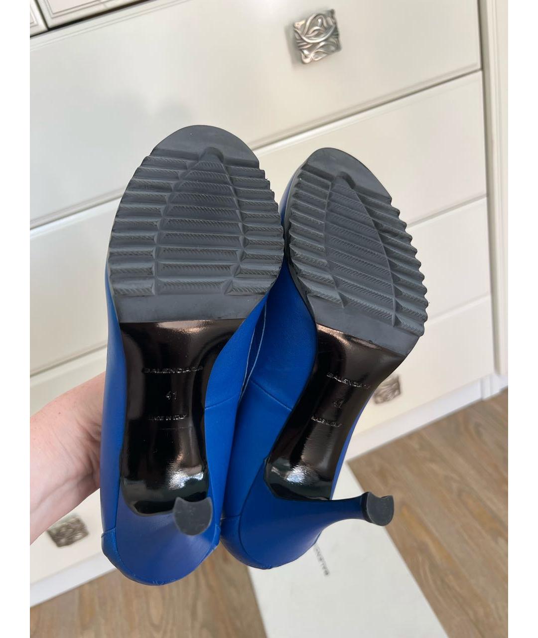 BALENCIAGA Синие кожаные туфли, фото 7